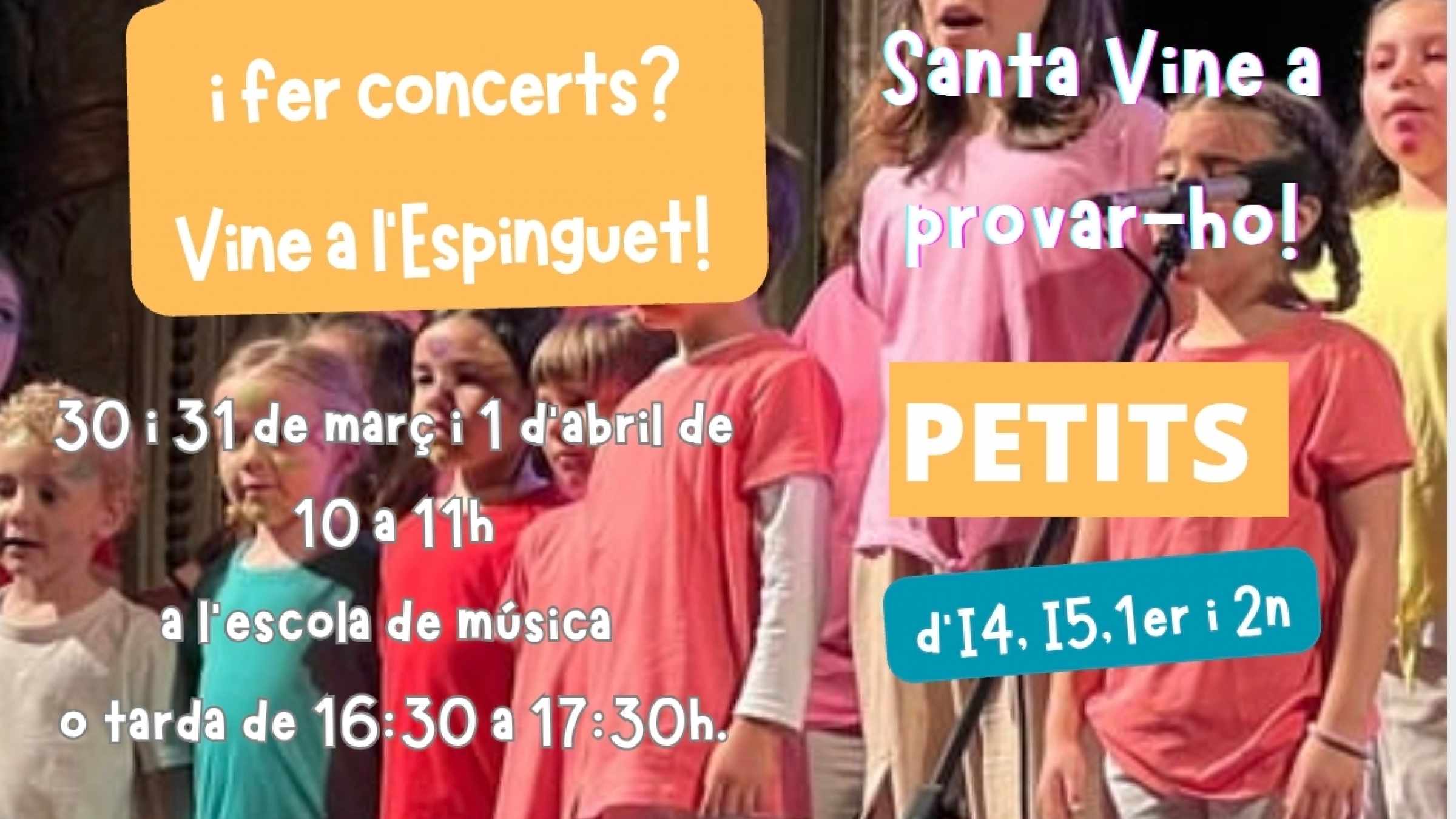 Vine a assajar per setmana Santa! És gratuït!