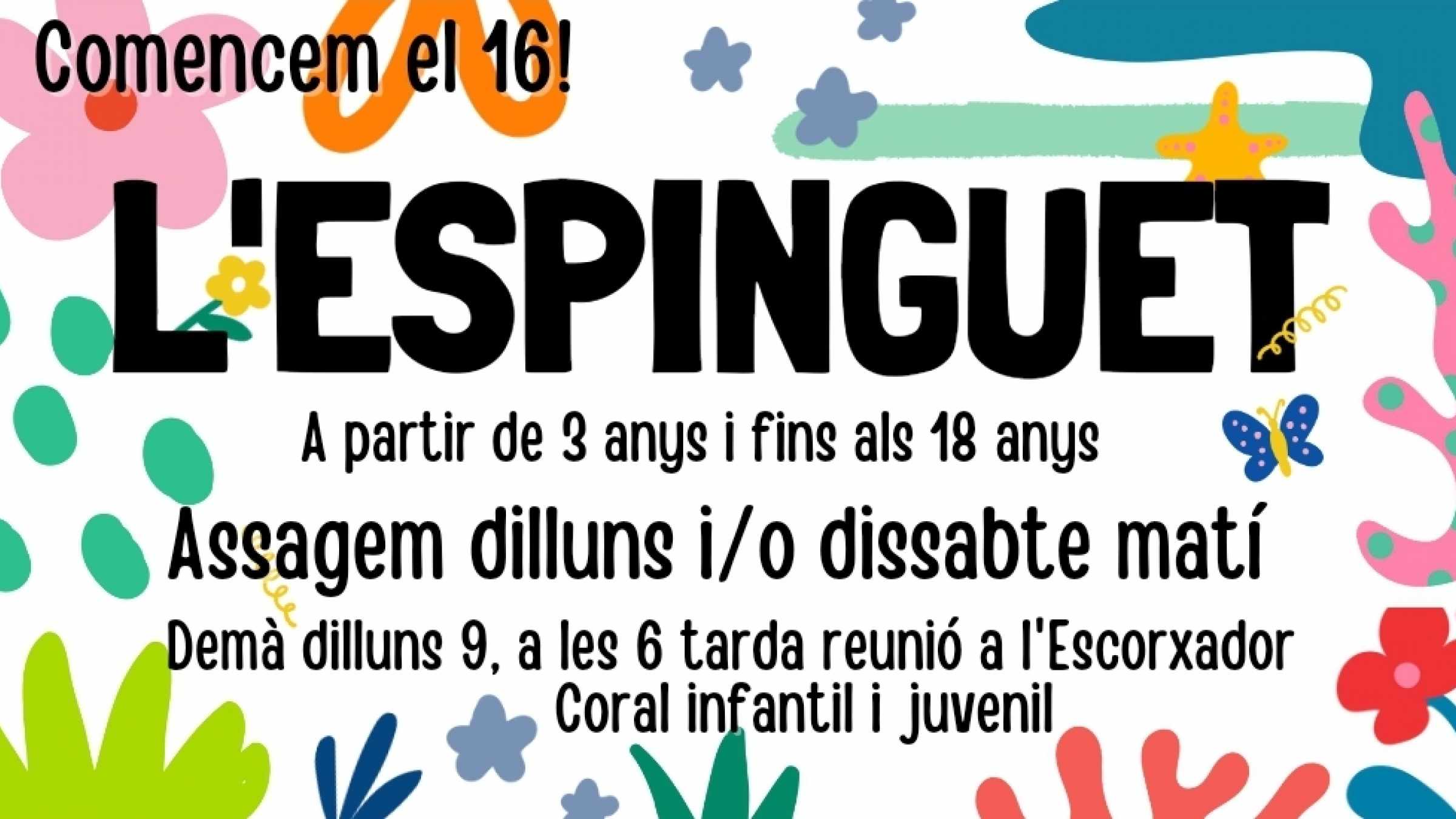 Avui a les 6 de la tarda a l'Escorxador, presentem el nou curs de l'Espinguet!
